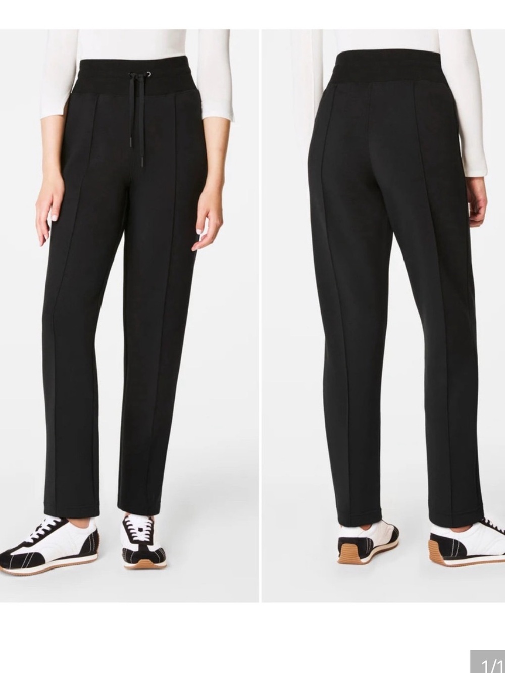 SPANX HeavyAir Essentials Luxe Tapered Pants Very Black Size Medium TALL